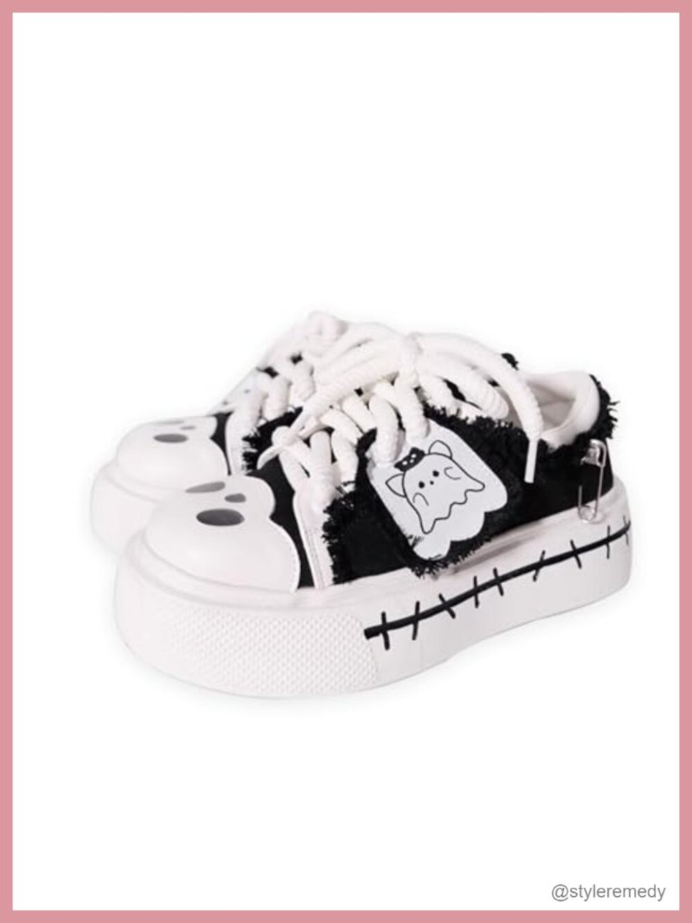 Y2K Goth Platform Canvas Sneakers - Chunky Sole Punk Athletic Shoes